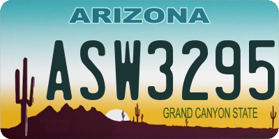 AZ license plate ASW3295