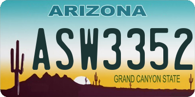 AZ license plate ASW3352
