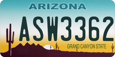 AZ license plate ASW3362