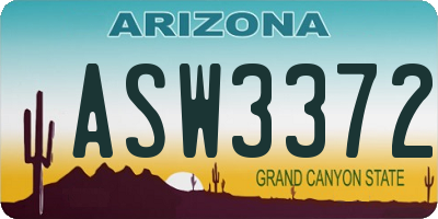 AZ license plate ASW3372