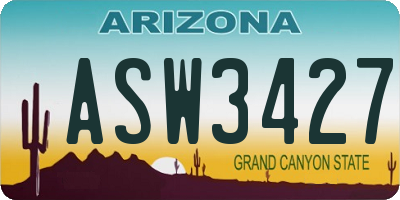 AZ license plate ASW3427