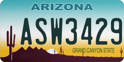 AZ license plate ASW3429