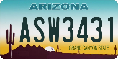 AZ license plate ASW3431