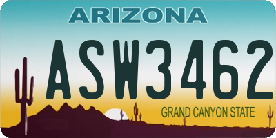 AZ license plate ASW3462