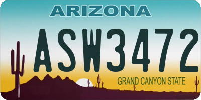AZ license plate ASW3472
