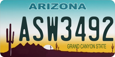 AZ license plate ASW3492