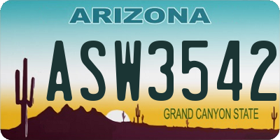 AZ license plate ASW3542