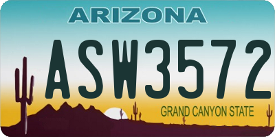 AZ license plate ASW3572