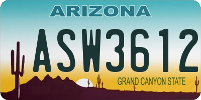 AZ license plate ASW3612