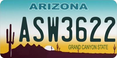 AZ license plate ASW3622