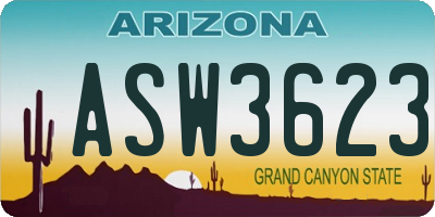 AZ license plate ASW3623