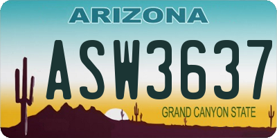 AZ license plate ASW3637