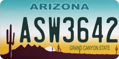 AZ license plate ASW3642