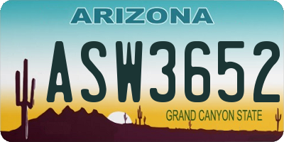 AZ license plate ASW3652