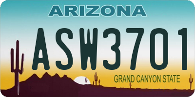 AZ license plate ASW3701