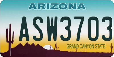 AZ license plate ASW3703