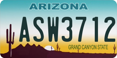 AZ license plate ASW3712