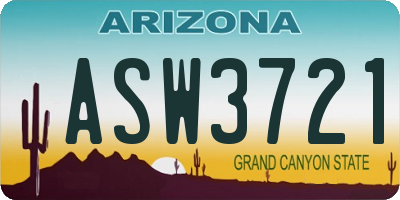 AZ license plate ASW3721
