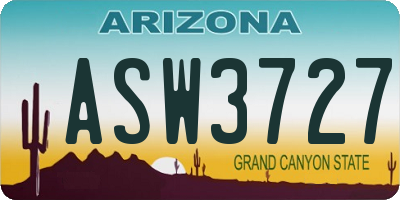 AZ license plate ASW3727