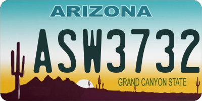 AZ license plate ASW3732