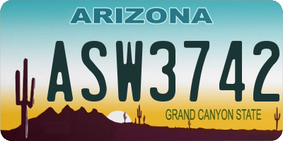 AZ license plate ASW3742