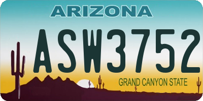 AZ license plate ASW3752