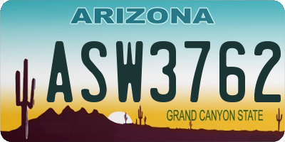 AZ license plate ASW3762