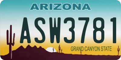 AZ license plate ASW3781