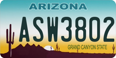 AZ license plate ASW3802