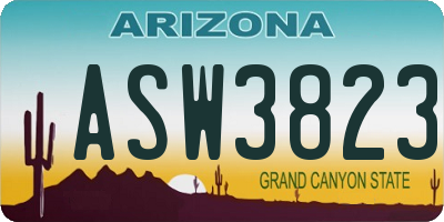 AZ license plate ASW3823