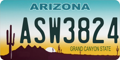 AZ license plate ASW3824