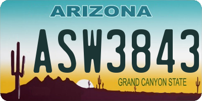 AZ license plate ASW3843