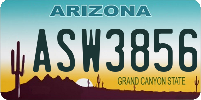 AZ license plate ASW3856