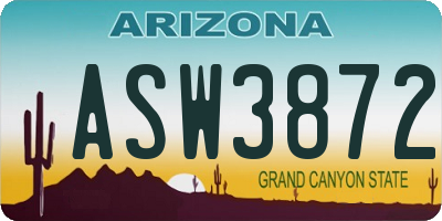 AZ license plate ASW3872