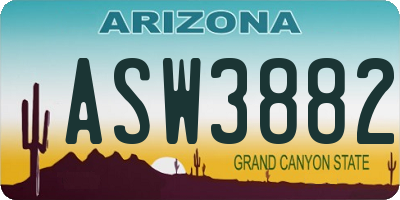 AZ license plate ASW3882