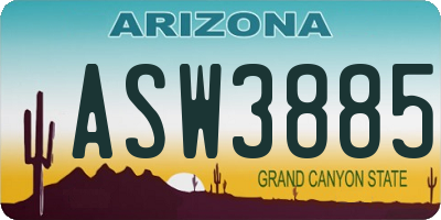AZ license plate ASW3885