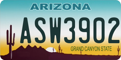 AZ license plate ASW3902