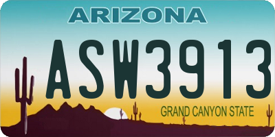 AZ license plate ASW3913