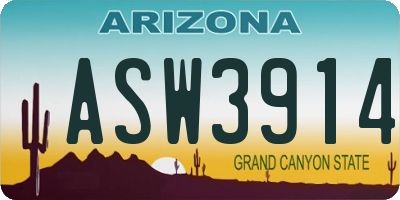 AZ license plate ASW3914