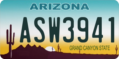 AZ license plate ASW3941