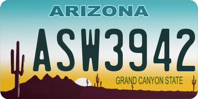 AZ license plate ASW3942