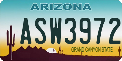AZ license plate ASW3972