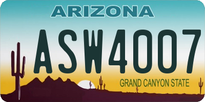 AZ license plate ASW4007