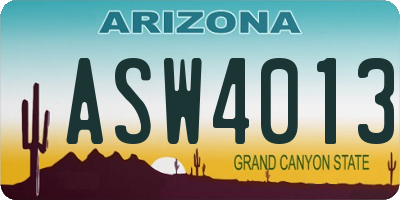 AZ license plate ASW4013