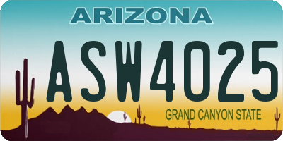 AZ license plate ASW4025