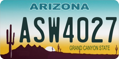 AZ license plate ASW4027