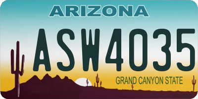 AZ license plate ASW4035