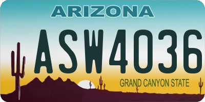 AZ license plate ASW4036