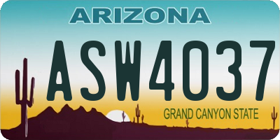 AZ license plate ASW4037