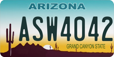 AZ license plate ASW4042
